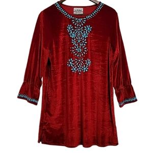 Back in the Saddle Red Velvet Beaded Dress…